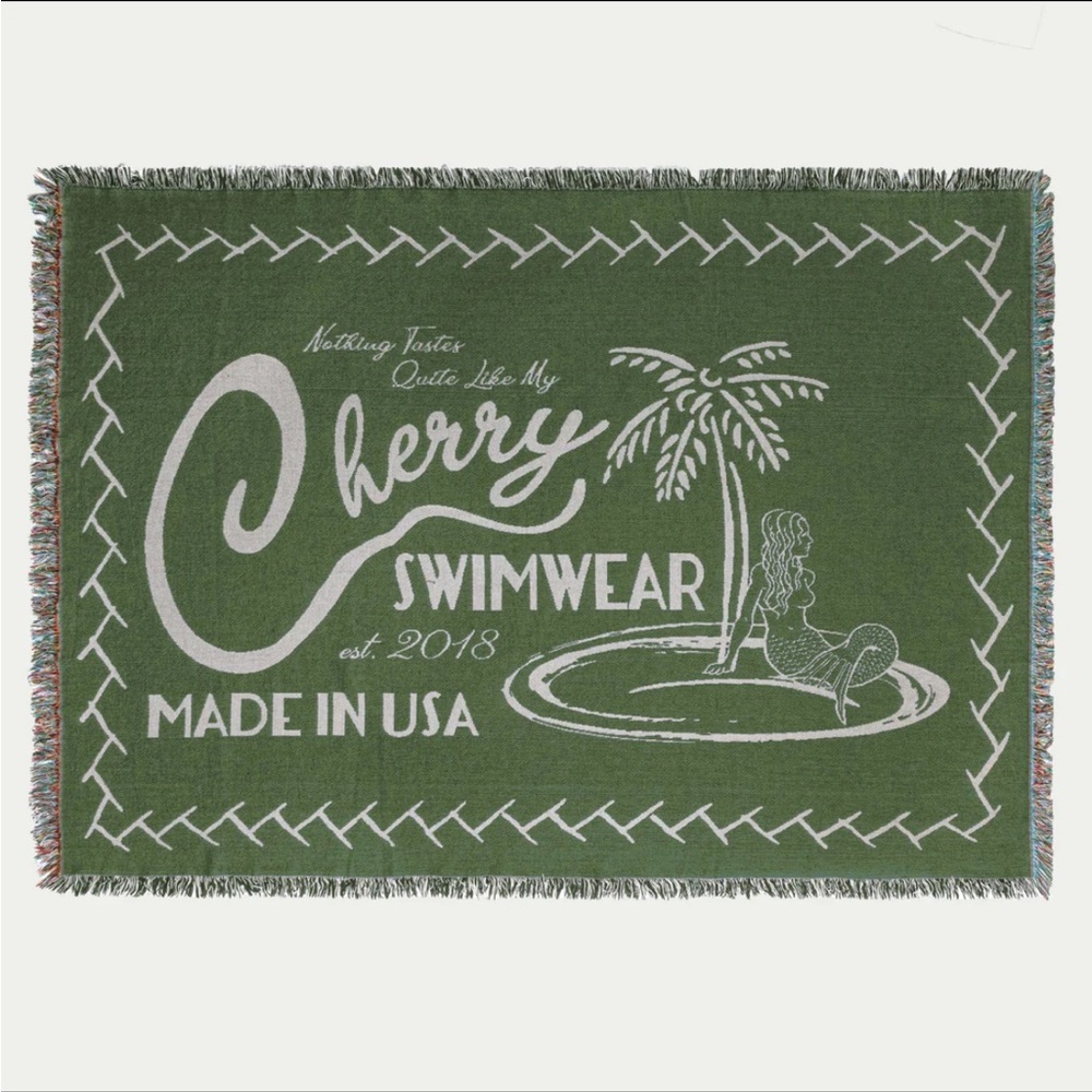 NEW Cherry LA Swimwear Blanket (Green) Camp El Camino Blanket SOLD OUT